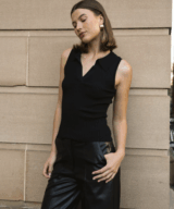 White Closet Elina Collared Knit Top