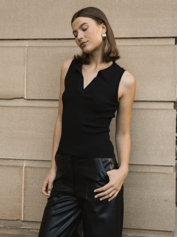 White Closet Elina Collared Knit Top