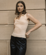 White Closet Elina Collared Knit Top