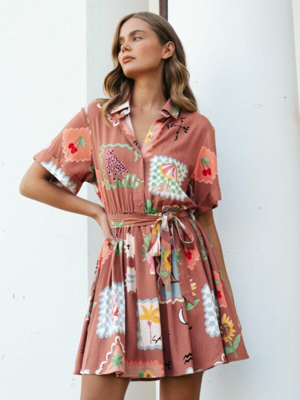Ebby & i Alora Print Ss Mini Dress