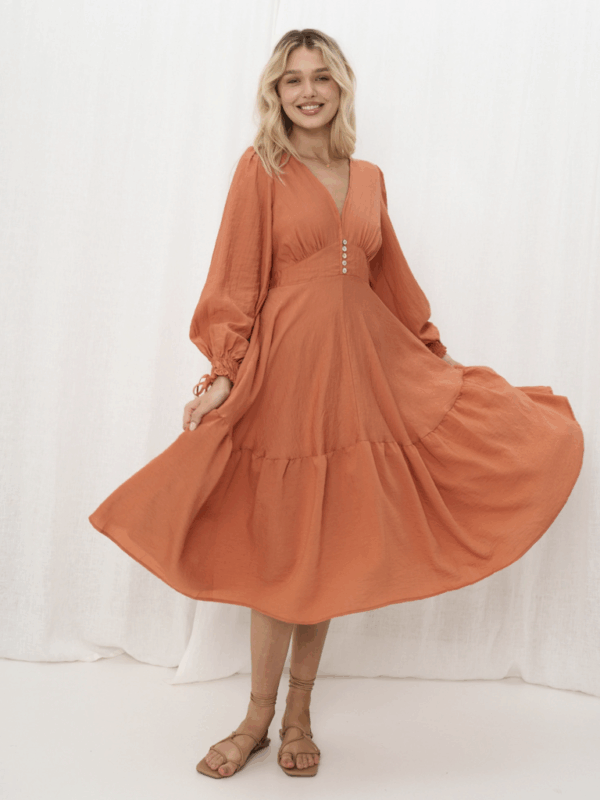 Iris Maxi Layne v Neck Midi Dress