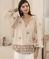 Iris Maxi Palm Tree Brown Top