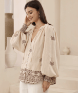 Iris Maxi Palm Tree Brown Top