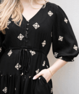 Fria Silver Wishes Border Emb Ss Mini Dress