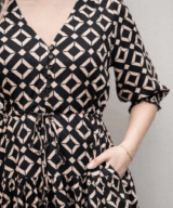 Fria Silver Wishes Mono Tile Ss Mini Dress