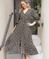 Fria Silver Wishes Mono Tile Maxi Dress
