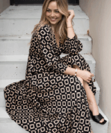 Fria Silver Wishes Mono Tile Maxi Dress