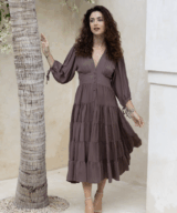 Shareen Jianna 3/4 Slv Midi Dress