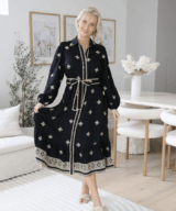 Shareen Deborah Emb Ls Midi Dress