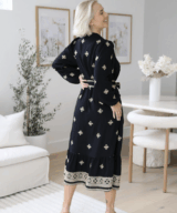 Shareen Deborah Emb Ls Midi Dress