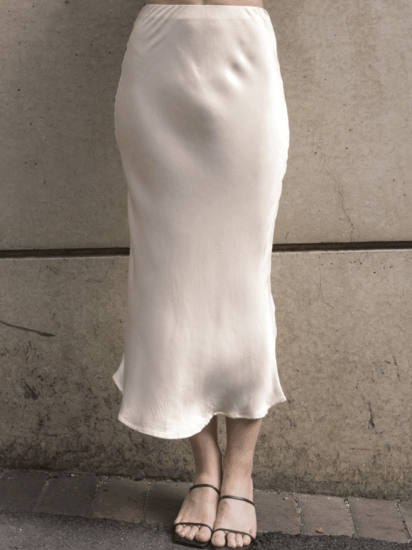 White Closet Rayne Satin Midi Skirt