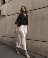 White Closet Rayne Satin Midi Skirt