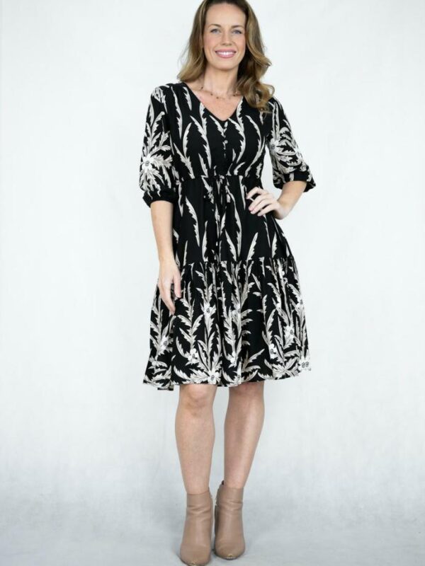 Willow Tree Fine Leaf Ss Mini Dress