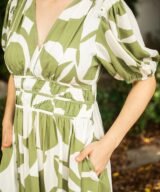 Fria Silver Wishes Geometric Panel Dress