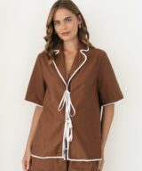 Ebby & i Maeve Tie Front Ss Shirt